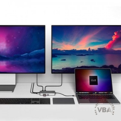 Cổng chuyển Hyperdrive Dual 4k HDMI 10-IN-1 USB-C Hub for Macbook M1 (HDM1H)